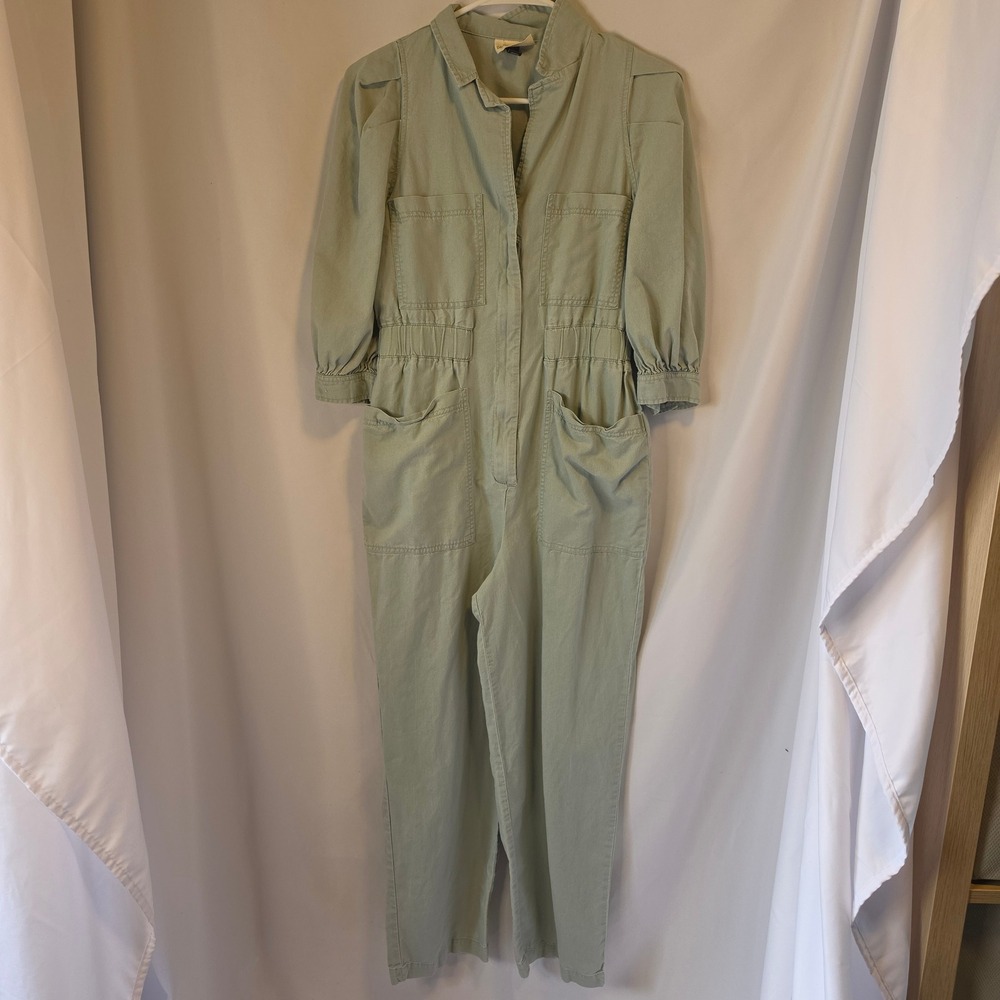 Universal Thread Jumpsuit 4 Sage Green Utilitarian Boiler Suit Puff Sleeve